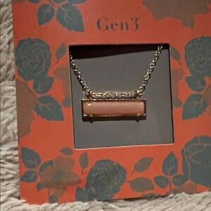 Gold-Tone Pink Bar Pendant Necklace